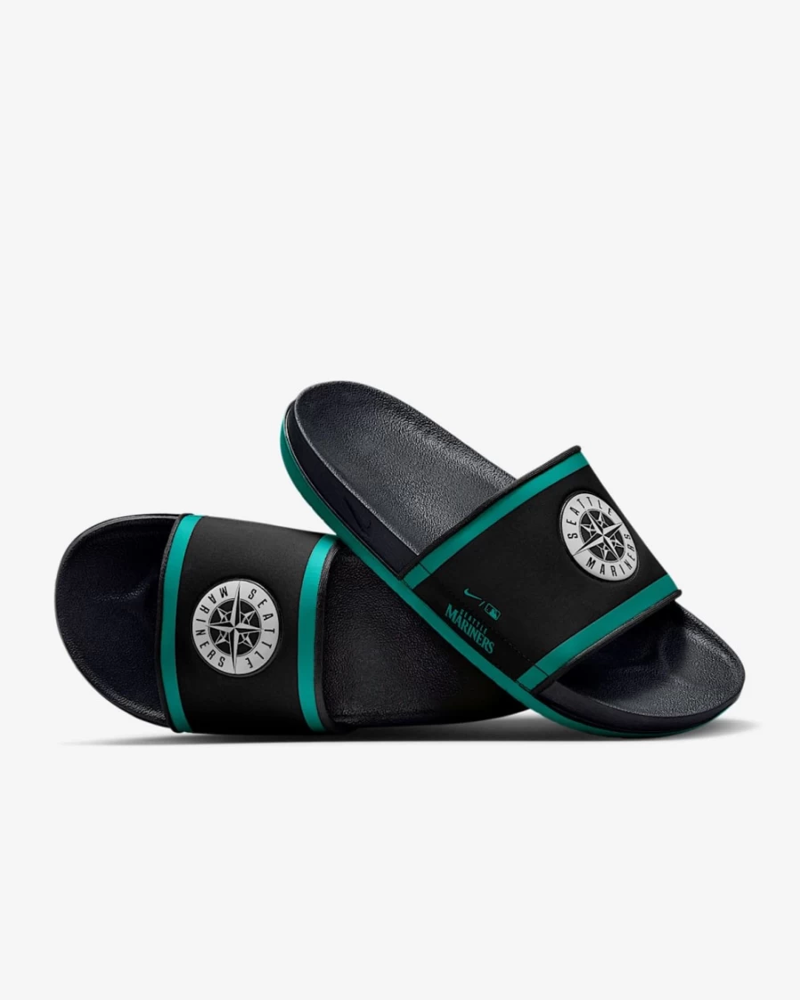 Nike Offcourt Slide Sandals for Men (MLB Seattle Mariners) - Black/Mardi Gras/Wolf Grey