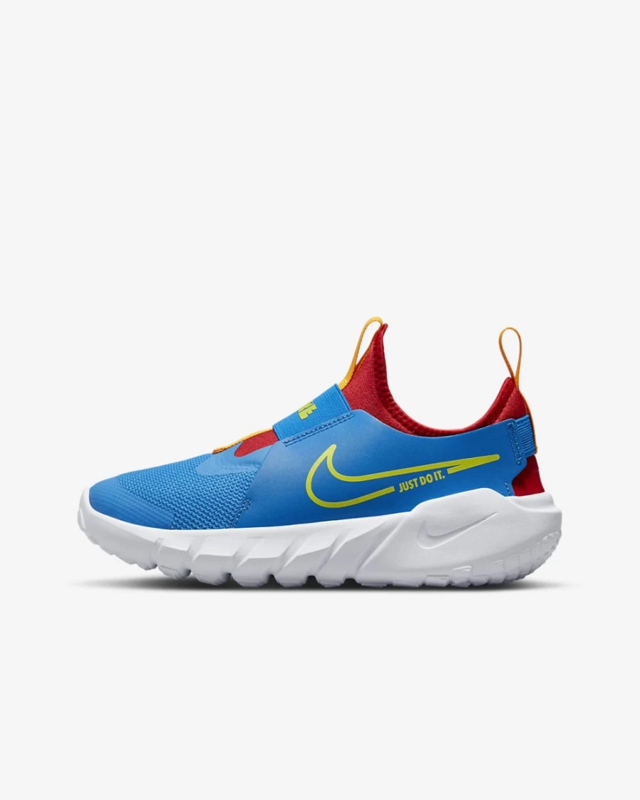 Nike Flex Runner 2 Big Kids' Road Running Shoes for Boys & Girls in Photo Blue/Red/Gold/Green