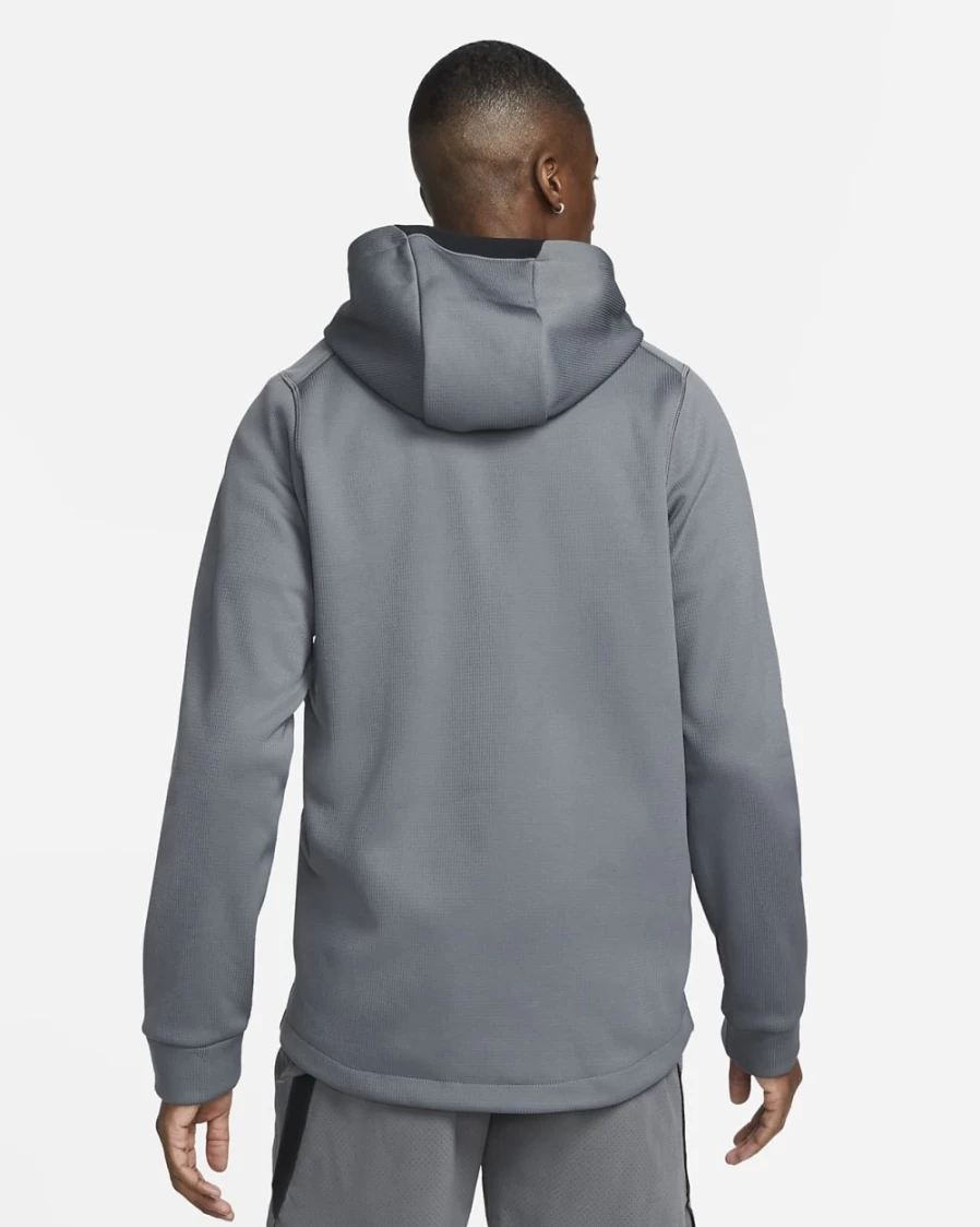 Nike Pro Therma-FIT Men's Full-Zip Hooded Jacket - Iron Grey/Light Smoke Grey/Black - Thermal Training Pullover for Men