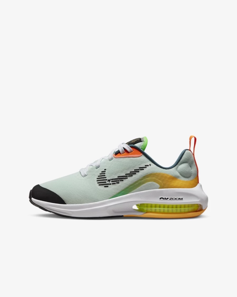 Nike Air Zoom Arcadia 2 Big Kids' Road Running Shoes - Barely Green/White/Laser Orange/Black - Boys & Girls Lightweight Sneakers