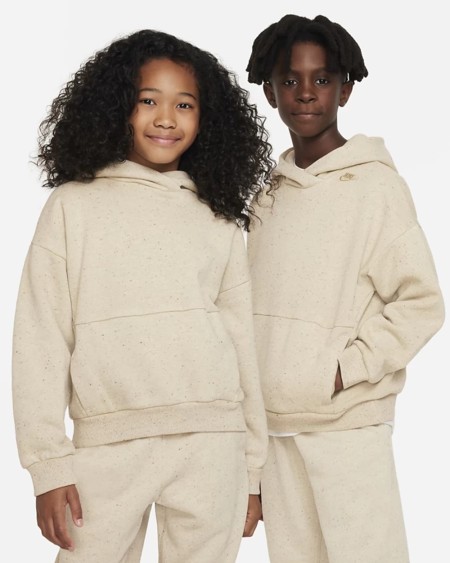 Nike Sportswear Icon Fleece Oversized Pullover Hoodie for Boys & Girls - Limestone