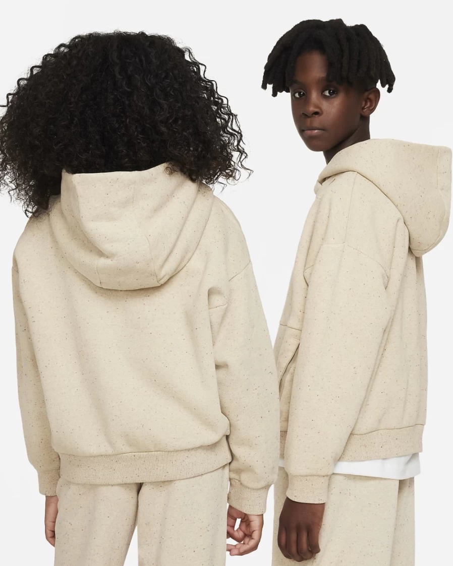 Nike Sportswear Icon Fleece Oversized Pullover Hoodie for Boys & Girls - Limestone