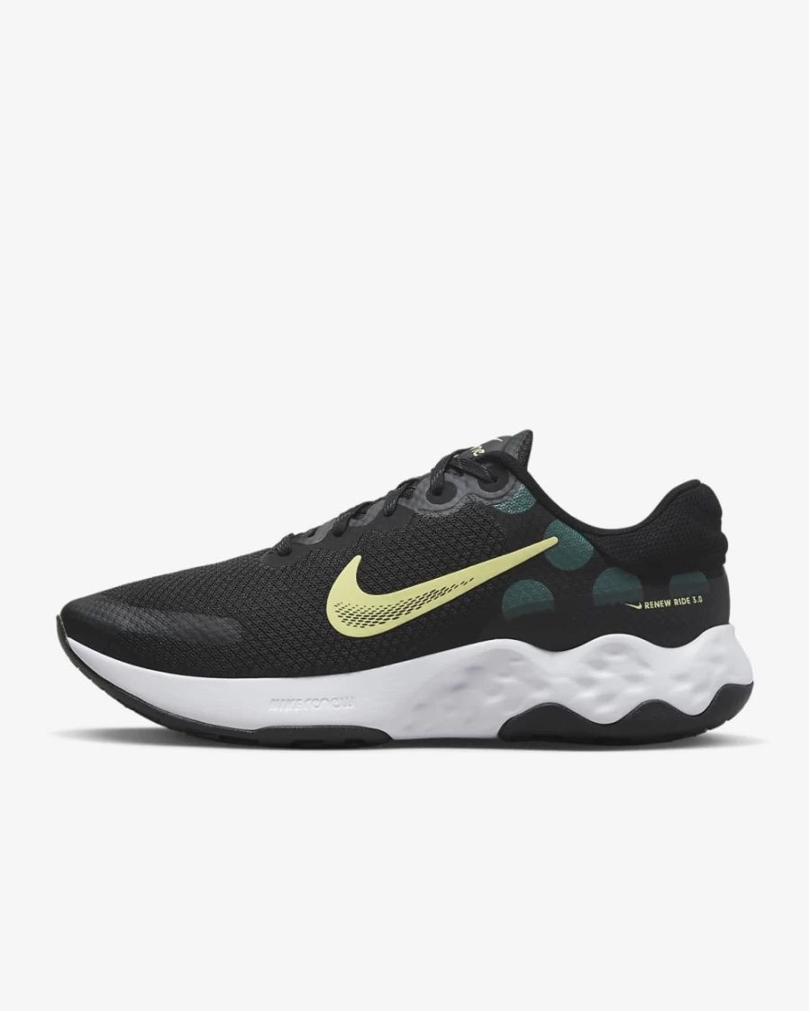 Nike Renew Ride 3 Men's Road Running Shoes - Black/Faded Spruce/White/Lemon Chiffon for Men