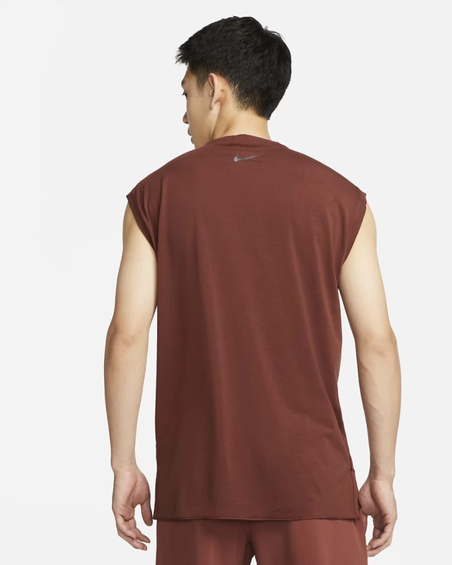 Nike Dri-FIT Men's Yoga Tank Top - Oxen Brown/Iron Grey Breathable Workout Shirt
