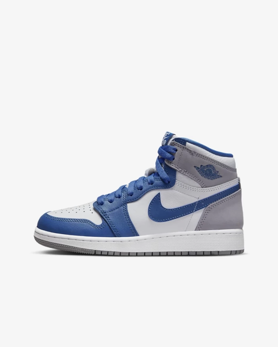 Nike Air Jordan 1 High OG True Blue Cement Grey White Big Kids' Shoes for Boys and Girls