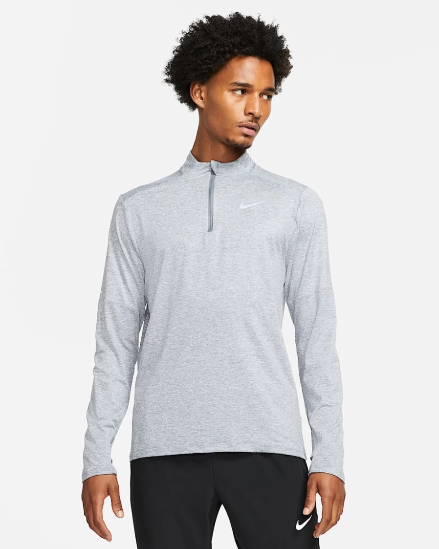 Nike Dri-FIT Element Men's 1/4-Zip Running Top - Smoke Grey/Grey Fog - Moisture-Wicking Performance Shirt