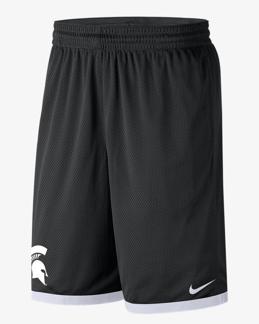 Nike Michigan State Spartans Men's Black/White Mesh Basketball Shorts