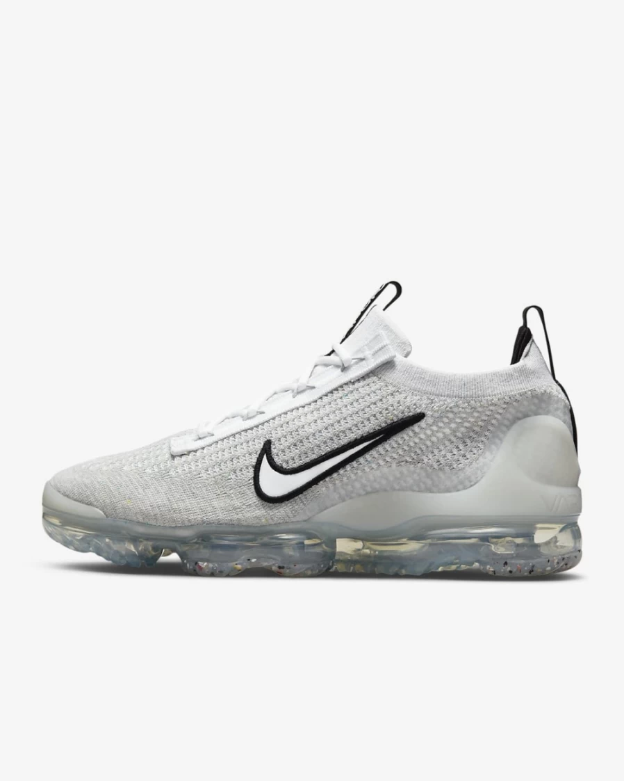 Nike Air VaporMax 2021 Flyknit Men's Running Shoes - White/Black/Metallic Silver