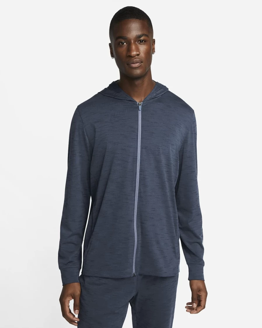 Nike Dri-FIT Men's Full-Zip Yoga Jacket in Diffused Blue & Obsidian