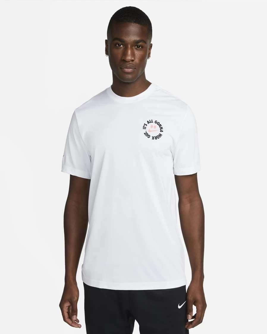 Nike Men's Dri-FIT White Fitness T-Shirt - Moisture-Wicking Workout Top