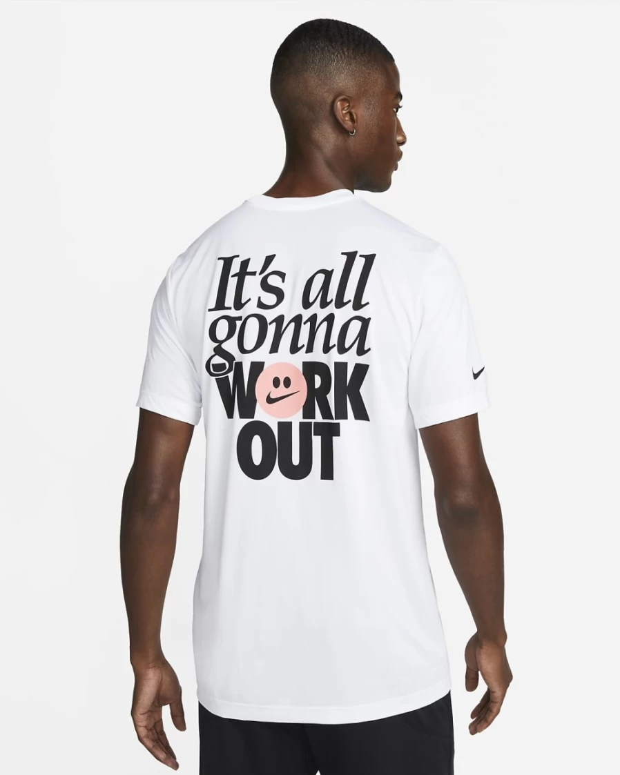 Nike Men's Dri-FIT White Fitness T-Shirt - Moisture-Wicking Workout Top