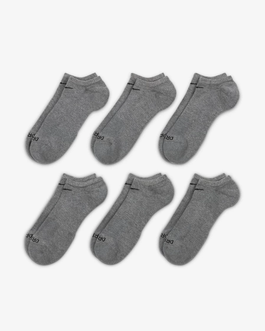 Nike Men's Everyday Plus Cushioned No-Show Socks 6-Pack - Carbon Heather/Black