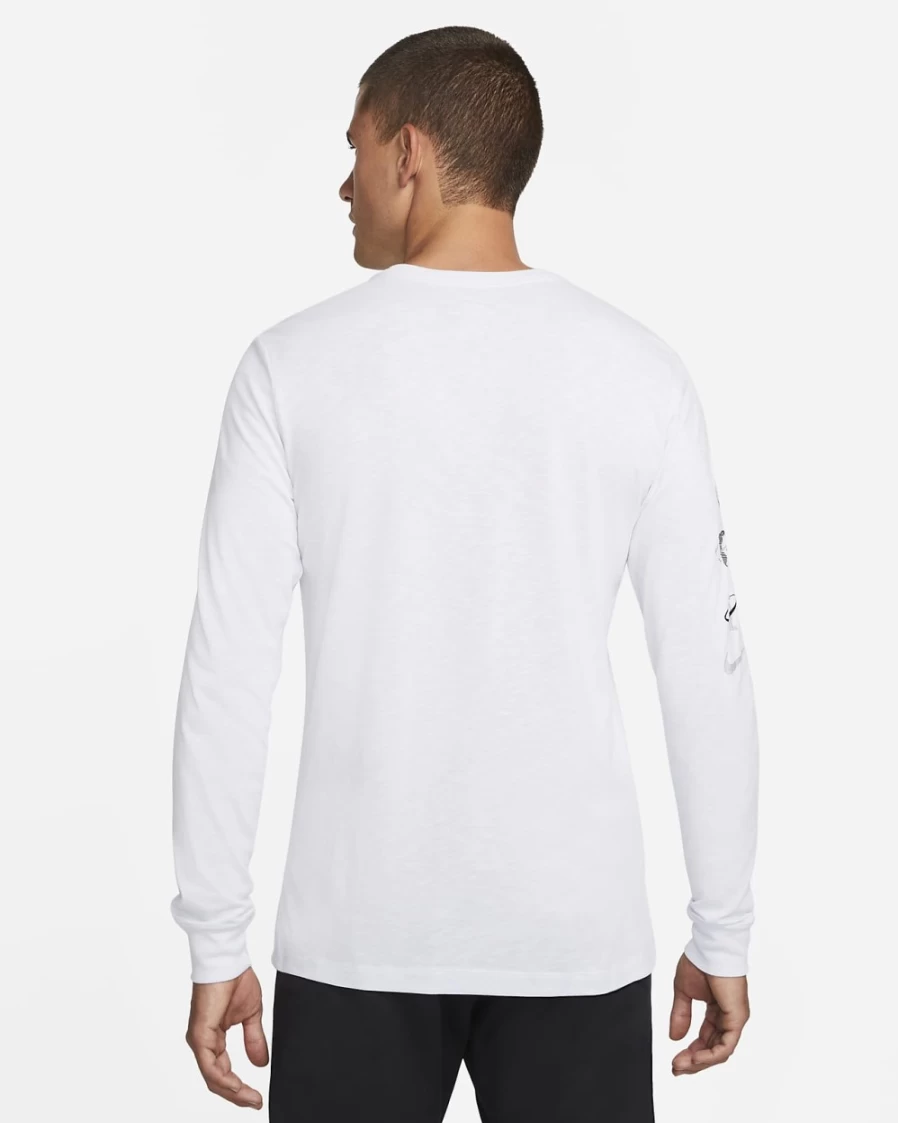 Nike Dri-FIT Men's Training Long-Sleeve T-Shirt - White & Light Smoke Grey Performance Workout Top