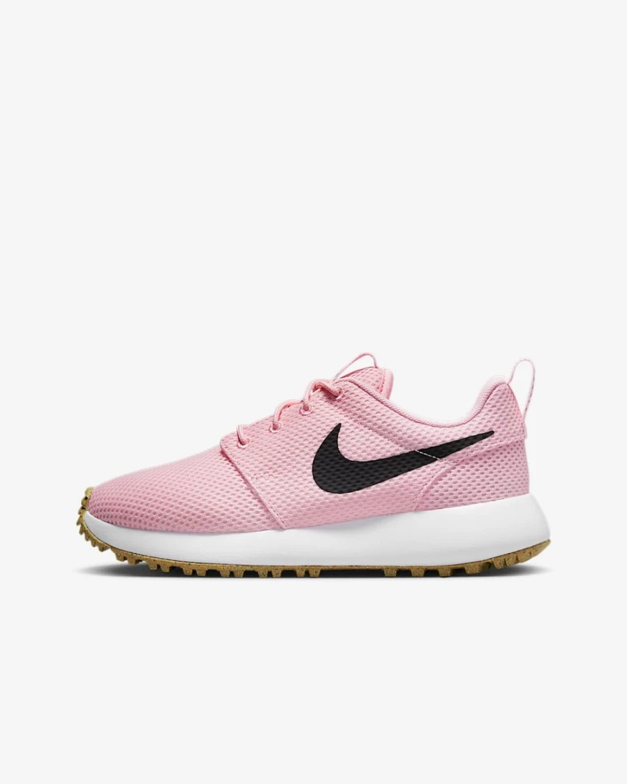 Nike Roshe 2 G Jr. Golf Shoes for Kids - Medium Soft Pink/White/Gum Light Brown/Black - Boys & Girls