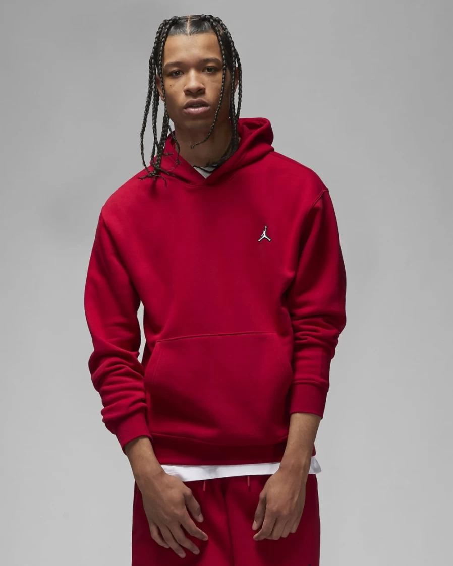 Nike Jordan Brooklyn Fleece Men's Hoodie Pullover - Gym Red/White