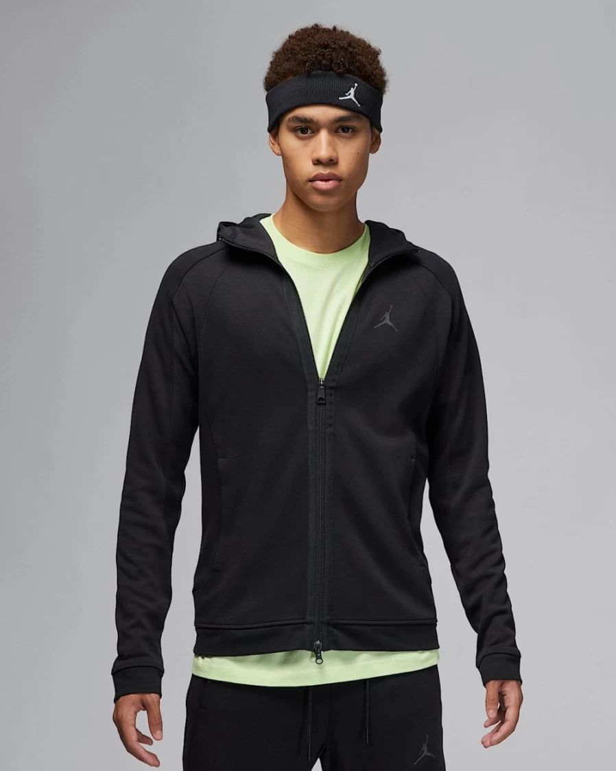 Nike Jordan Dri-FIT Sport Men's Air Fleece Full-Zip Hoodie - Black/Black