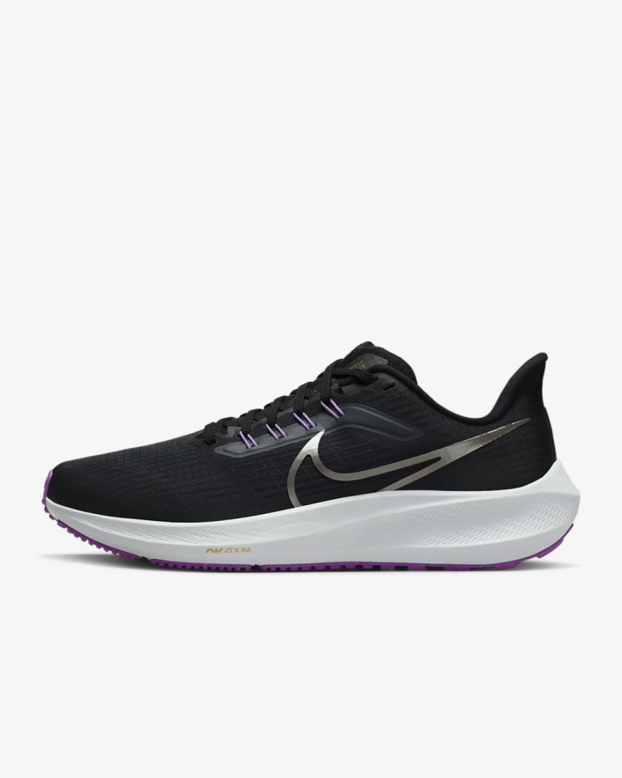 Nike Pegasus 39 Men's Road Running Shoes - Anthracite/Black/Lilac/Metallic Pewter