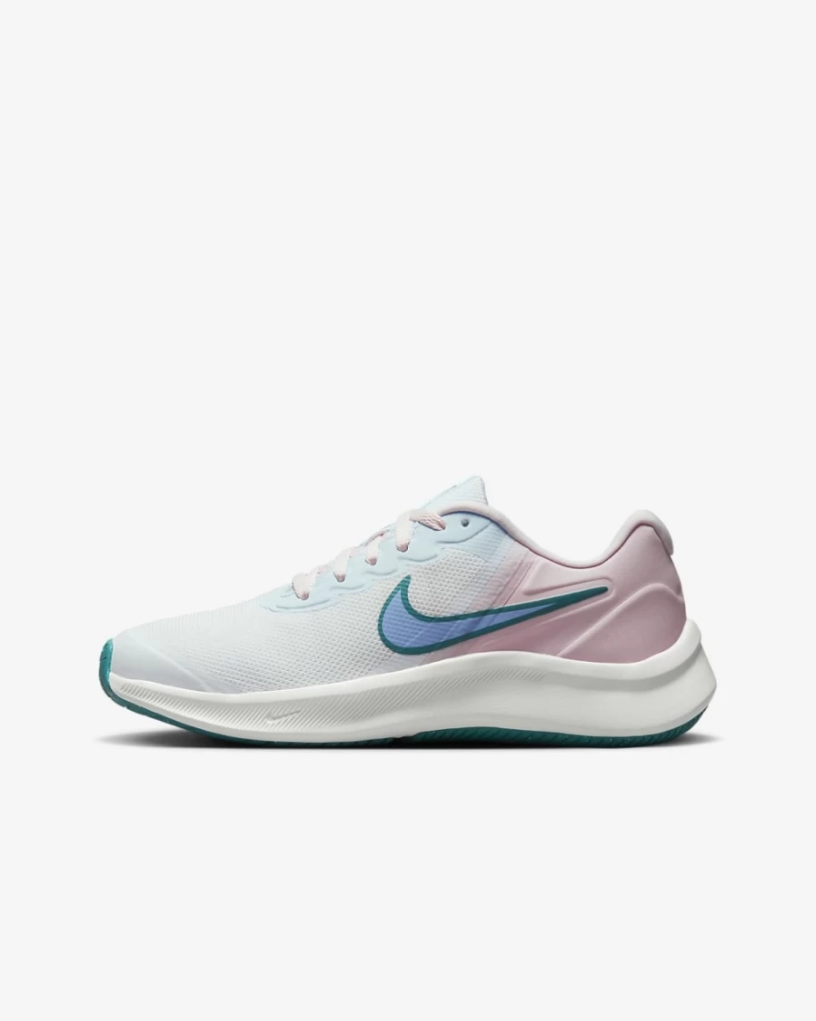 Nike Star Runner 3 Big Kids' Road Running Shoes - White/Pearl Pink/Mineral Teal/Cobalt Bliss for Boys & Girls