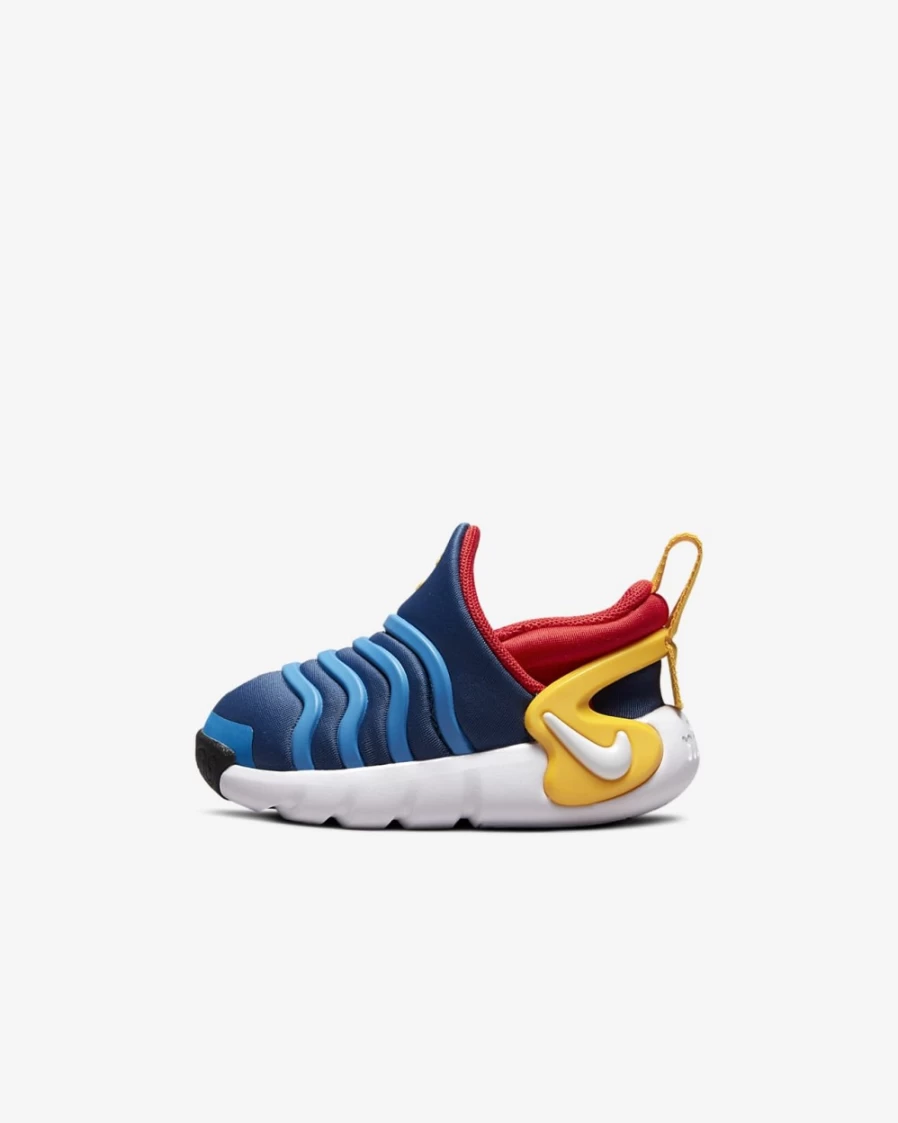 Nike Dynamo Go Easy On/Off Baby Toddler Shoes for Boys & Girls - Mystic Navy, Light Photo Blue, University Gold, White