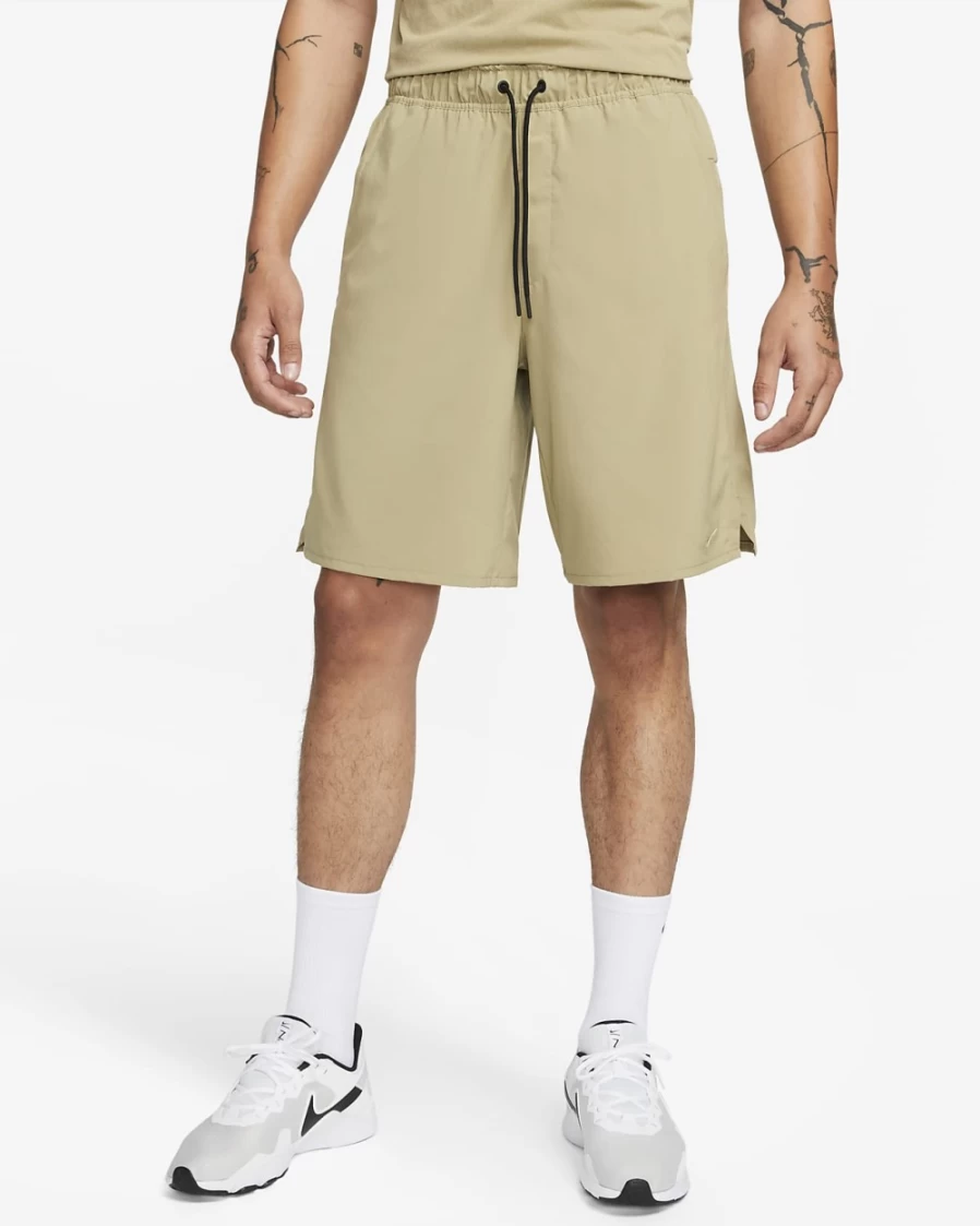 Nike Dri-FIT Unlimited Men's 9" Unlined Versatile Shorts in Neutral Olive/Black