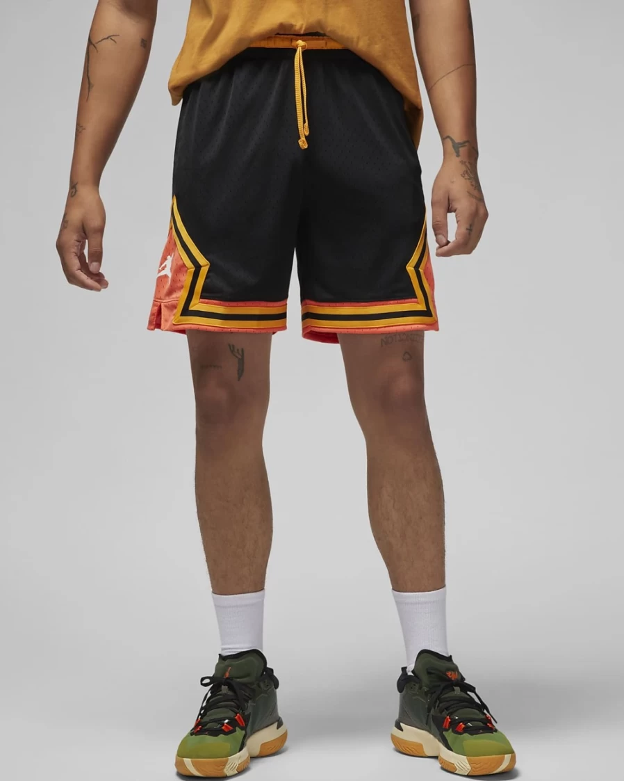 Nike Jordan Sport Dri-FIT Men's Basketball Shorts - Black/Turf Orange/Taxi/White - Quick-Dry Performance Shorts for Men
