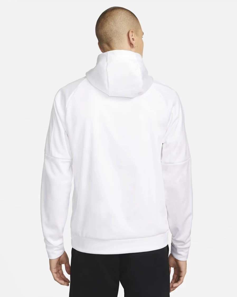 Nike Therma-FIT Men's White Black Pullover Hoodie for Fitness & Training