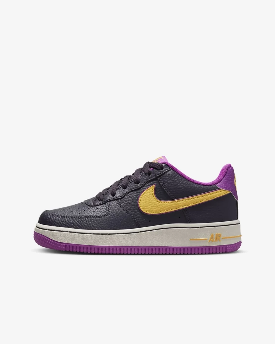 Nike Air Force 1 Big Kids' Shoes for Boys & Girls in Cave Purple/Light Bone/Vivid Purple/Solar Flare