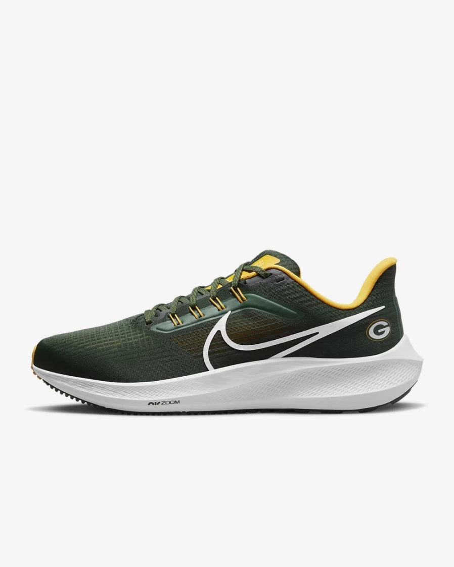 Nike Pegasus 39 Men's Road Running Shoes - Green Bay Packers Team Colors (Fir/University Gold/White)