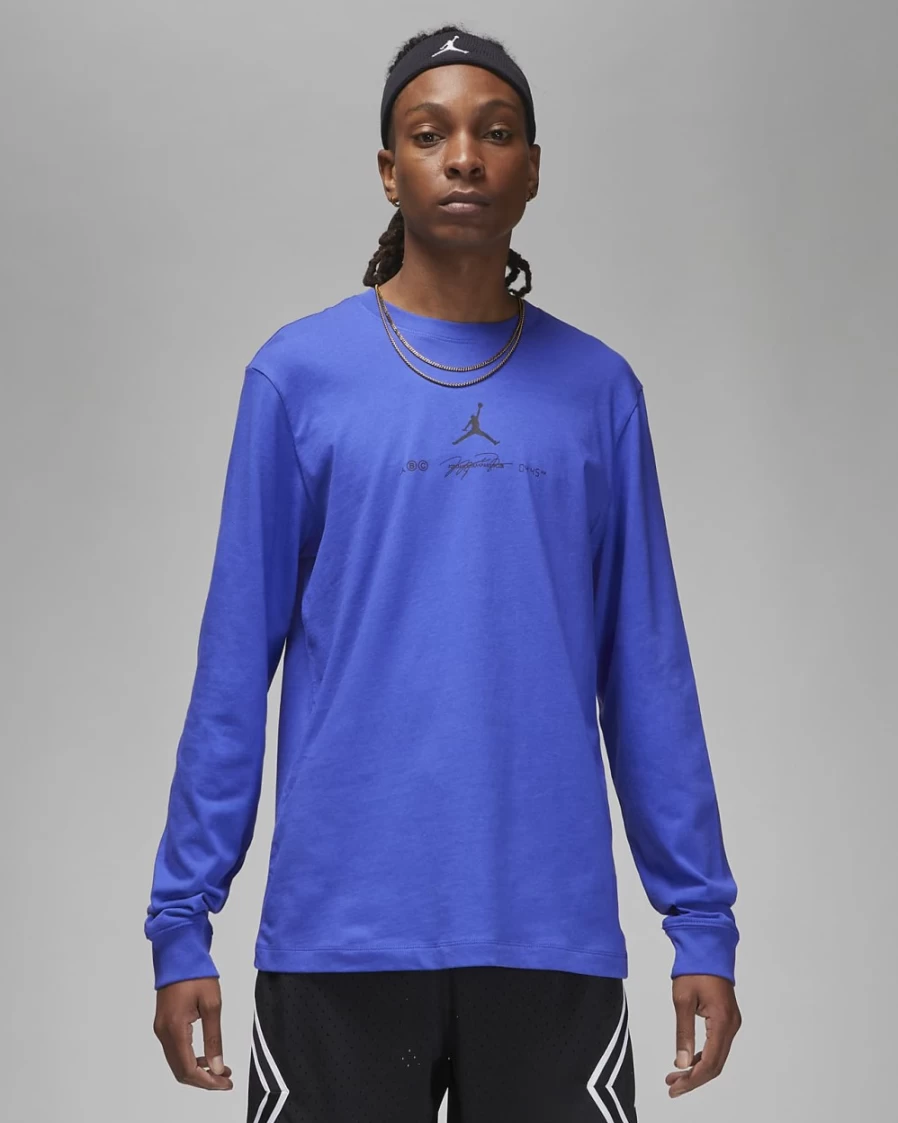 Nike Jordan Dri-FIT Sport Men's Long-Sleeve Graphic T-Shirt - Lapis/Black