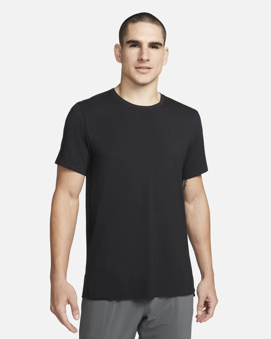 Nike Dri-FIT Men's Yoga Top - Black & Iron Grey Performance Workout Shirt