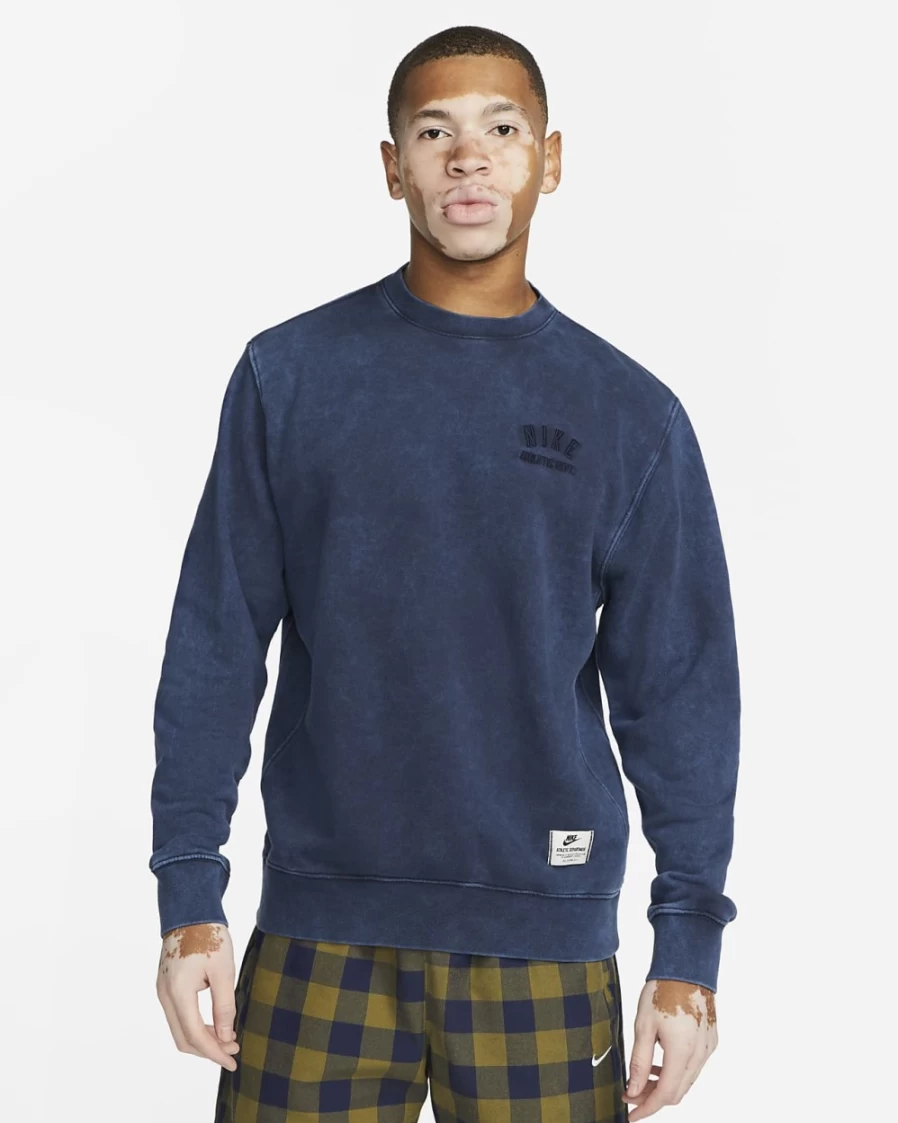 Nike Men's Club Fleece French Terry Sweatshirt - Obsidian Blue Comfort Fit Pullover