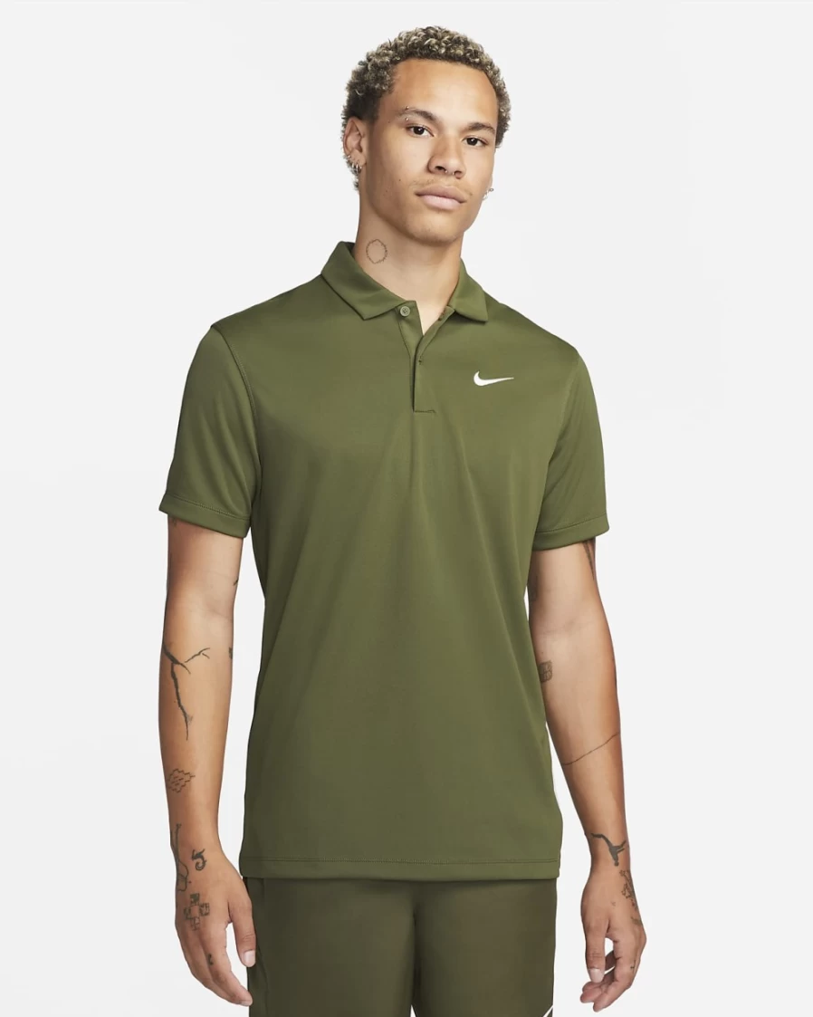 NikeCourt Dri-FIT Men's Tennis Polo Shirt - Rough Green/White, Moisture-Wicking Performance Top for Men