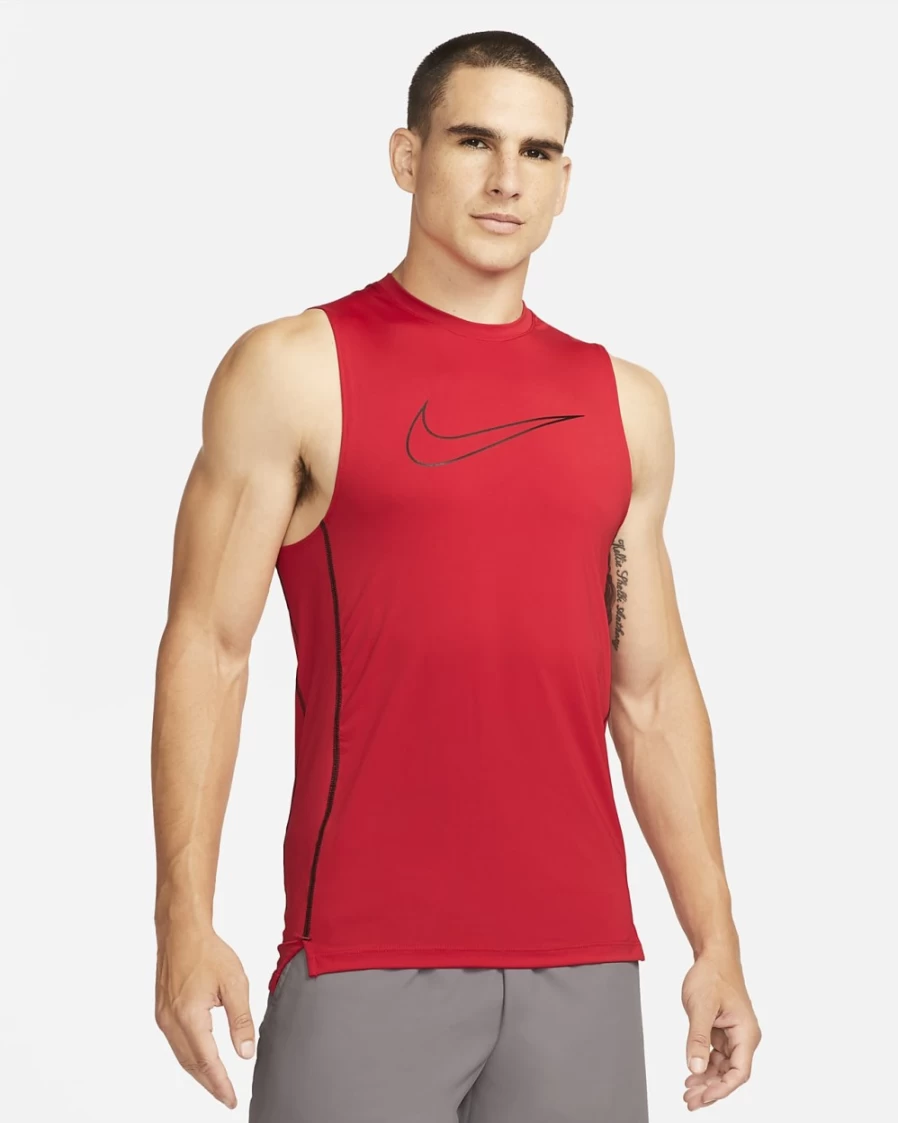 Nike Pro Dri-FIT Men's Slim Fit Sleeveless Top - University Red/Black/Black Athletic Shirt for Men