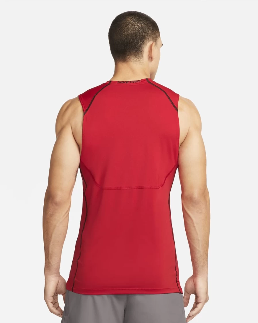 Nike Pro Dri-FIT Men's Slim Fit Sleeveless Top - University Red/Black/Black Athletic Shirt for Men