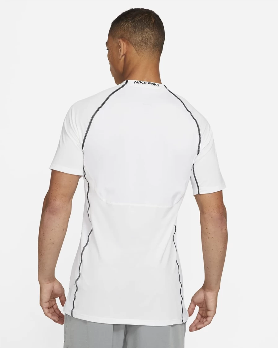 Nike Pro Dri-FIT Men's Training T-Shirt Slim Fit Short-Sleeve Moisture-Wicking Top (White/Black)