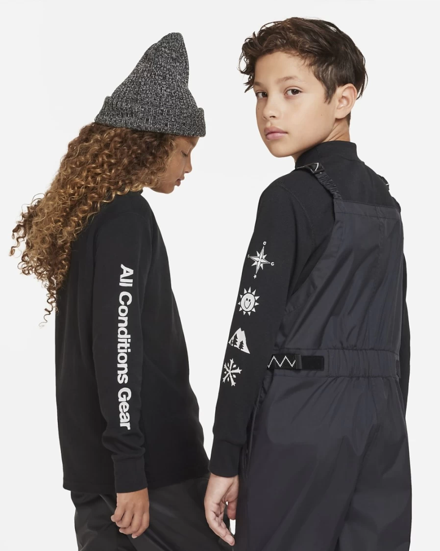 Nike ACG Dri-FIT Big Kids' Long-Sleeve Top for Boys & Girls - Black/Photon Dust Moisture-Wicking Active Shirt