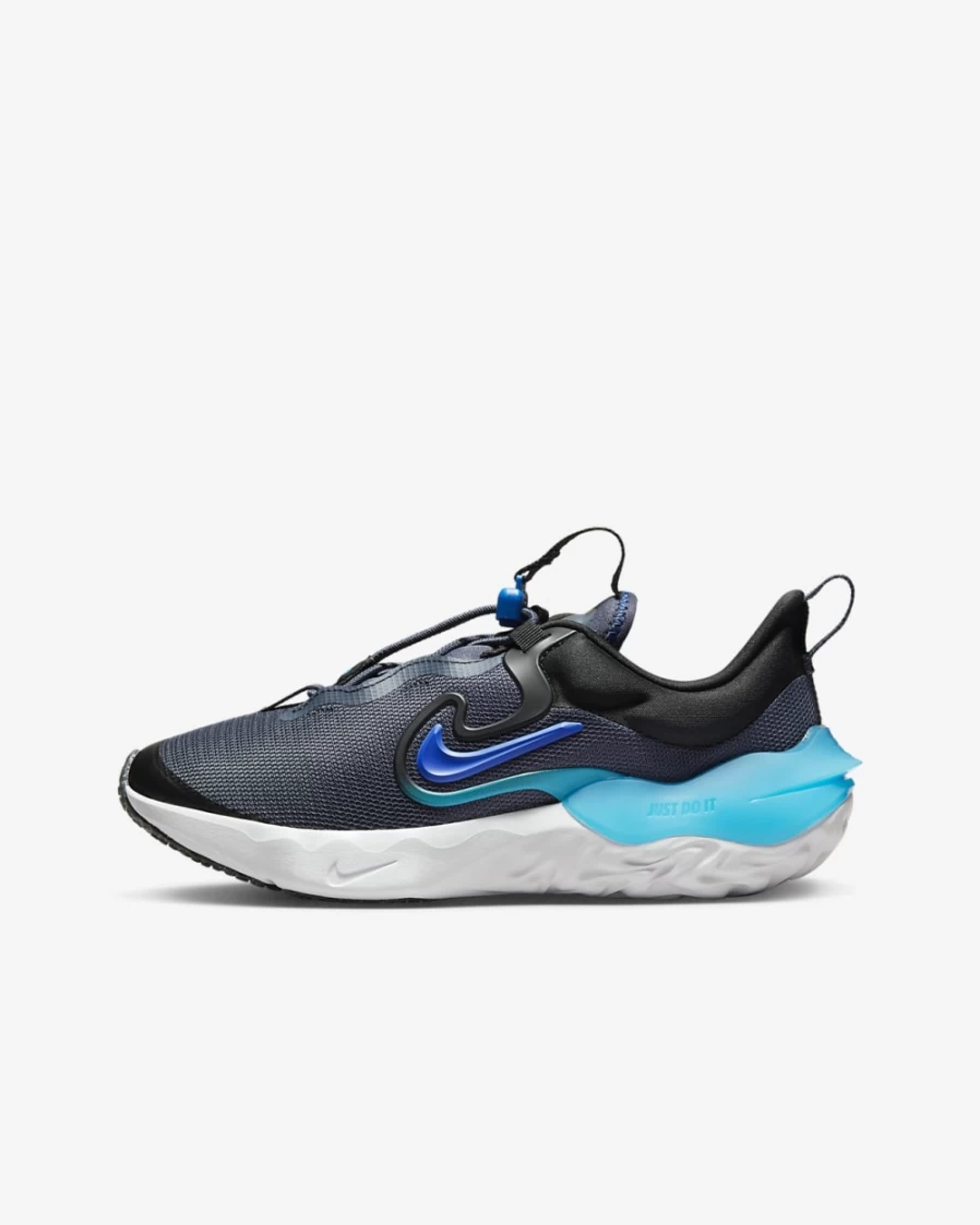 Nike Run Flow Big Kids' Running Shoes for Boys & Girls - Thunder Blue/Black/Blue Lightning/Racer Blue