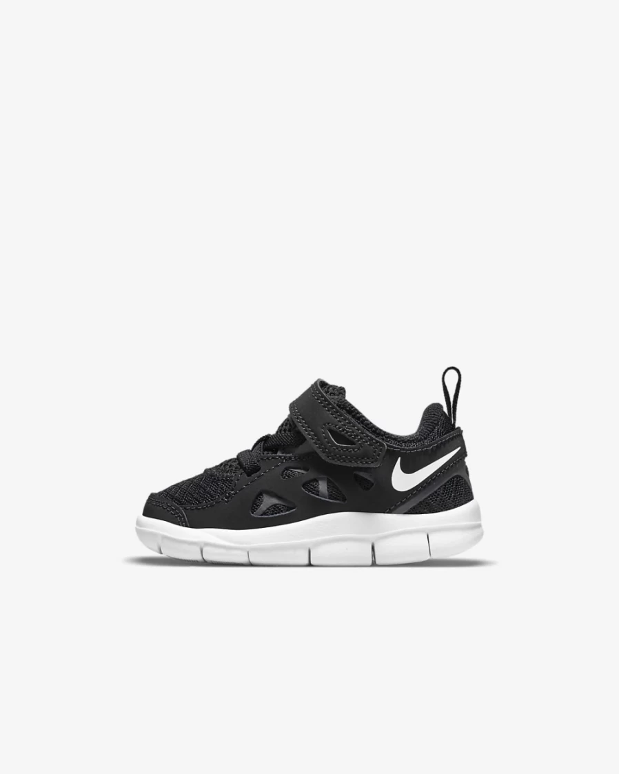 Nike Free Run 2 Baby Toddler Shoes for Boys & Girls - Black/Dark Grey/White Running Sneakers