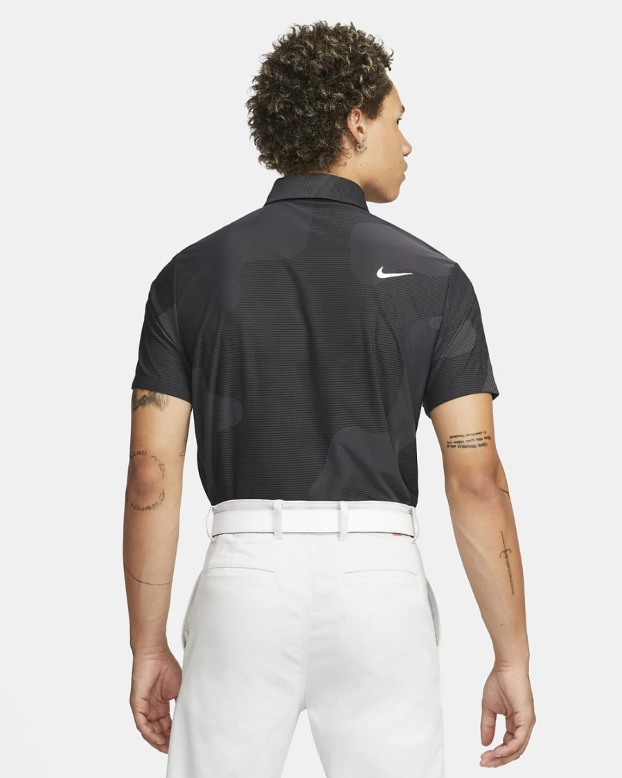 Nike Dri-FIT ADV Tour Men's Golf Polo Shirt - Black/Anthracite/White Camouflage Performance Top