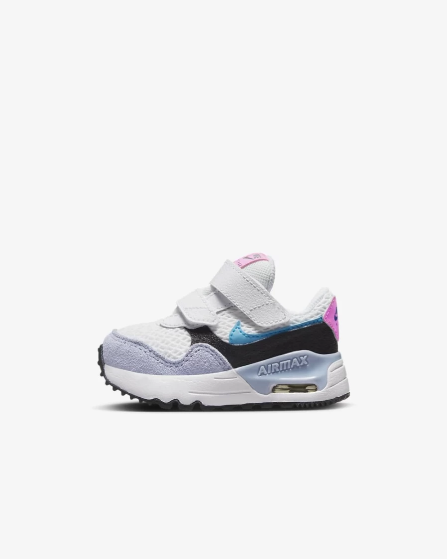 Nike Air Max SYSTM Baby Toddler Shoes for Boys & Girls - White, Black, Blue Whisper, Blue Lightning