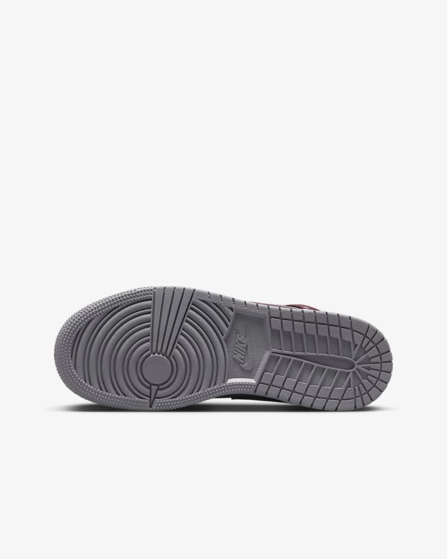 Nike Air Jordan 1 Mid Big Kids' Shoes - Cherrywood Red/Cement Grey/White - Boys & Girls