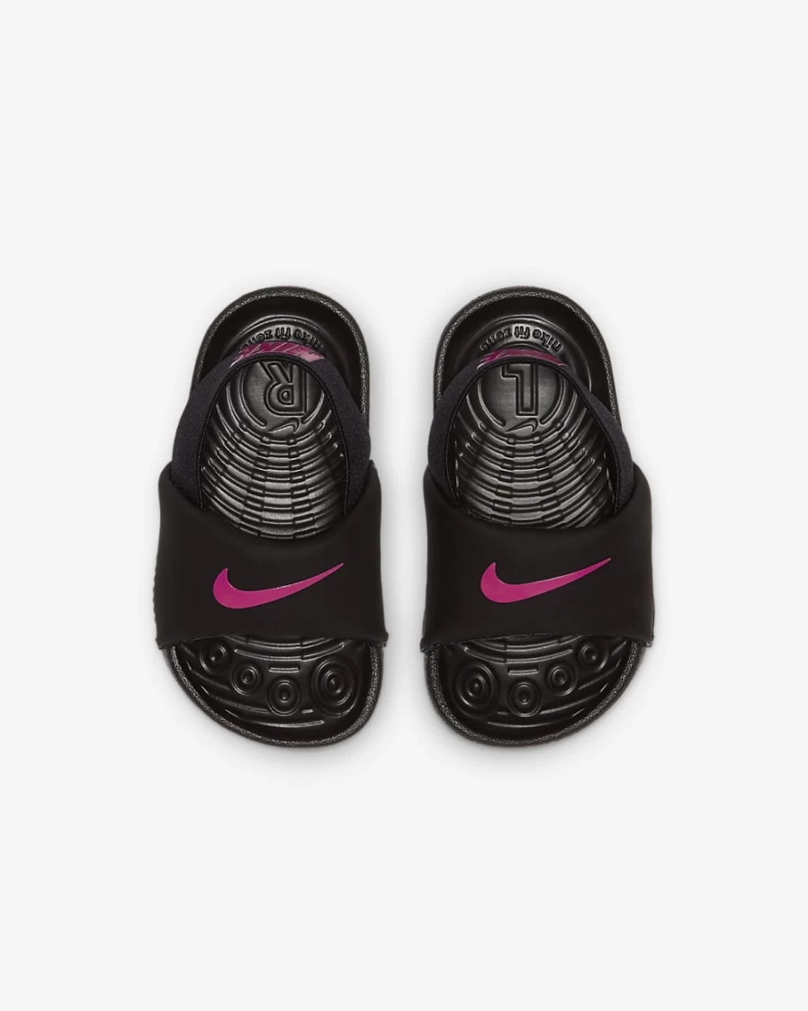 Nike Kawa Toddler Slides for Boys and Girls - Black, Black, Vivid Pink Comfortable Kids Sandals