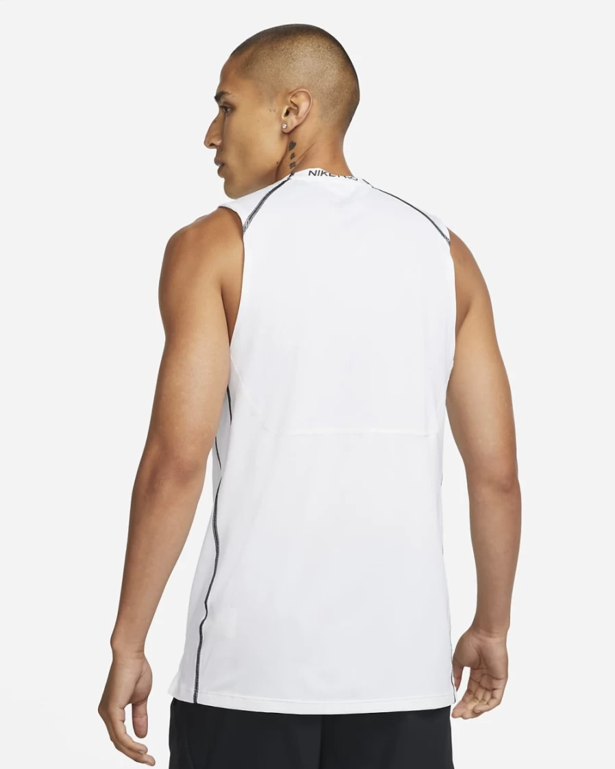 Nike Pro Dri-FIT Men's Training Sleeveless Shirt - White/Black/Black - Moisture-Wicking Slim Fit Workout Top