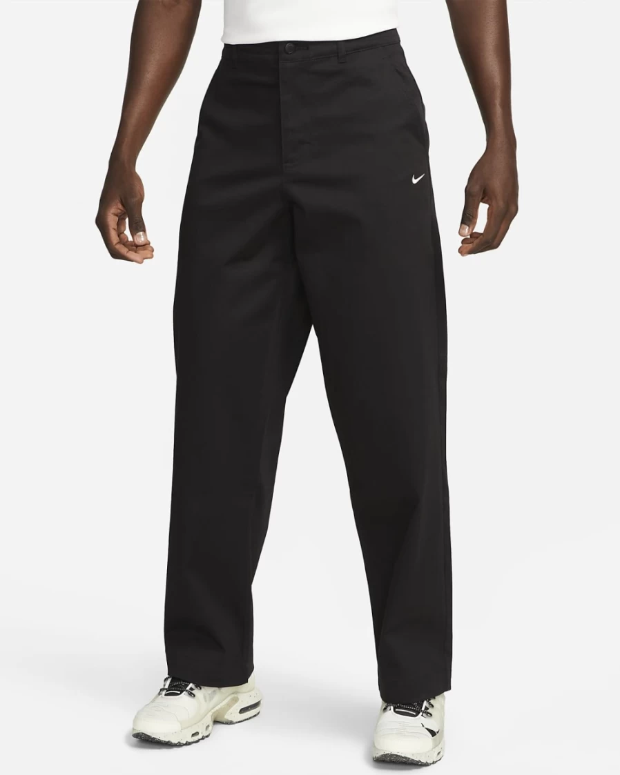 Nike Men's Black/White Cotton Chino Pants - Comfortable Unlined Casual Trousers