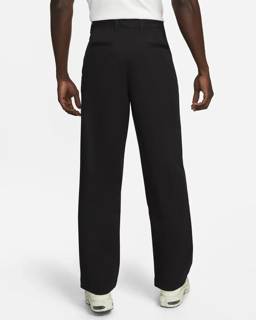 Nike Men's Black/White Cotton Chino Pants - Comfortable Unlined Casual Trousers