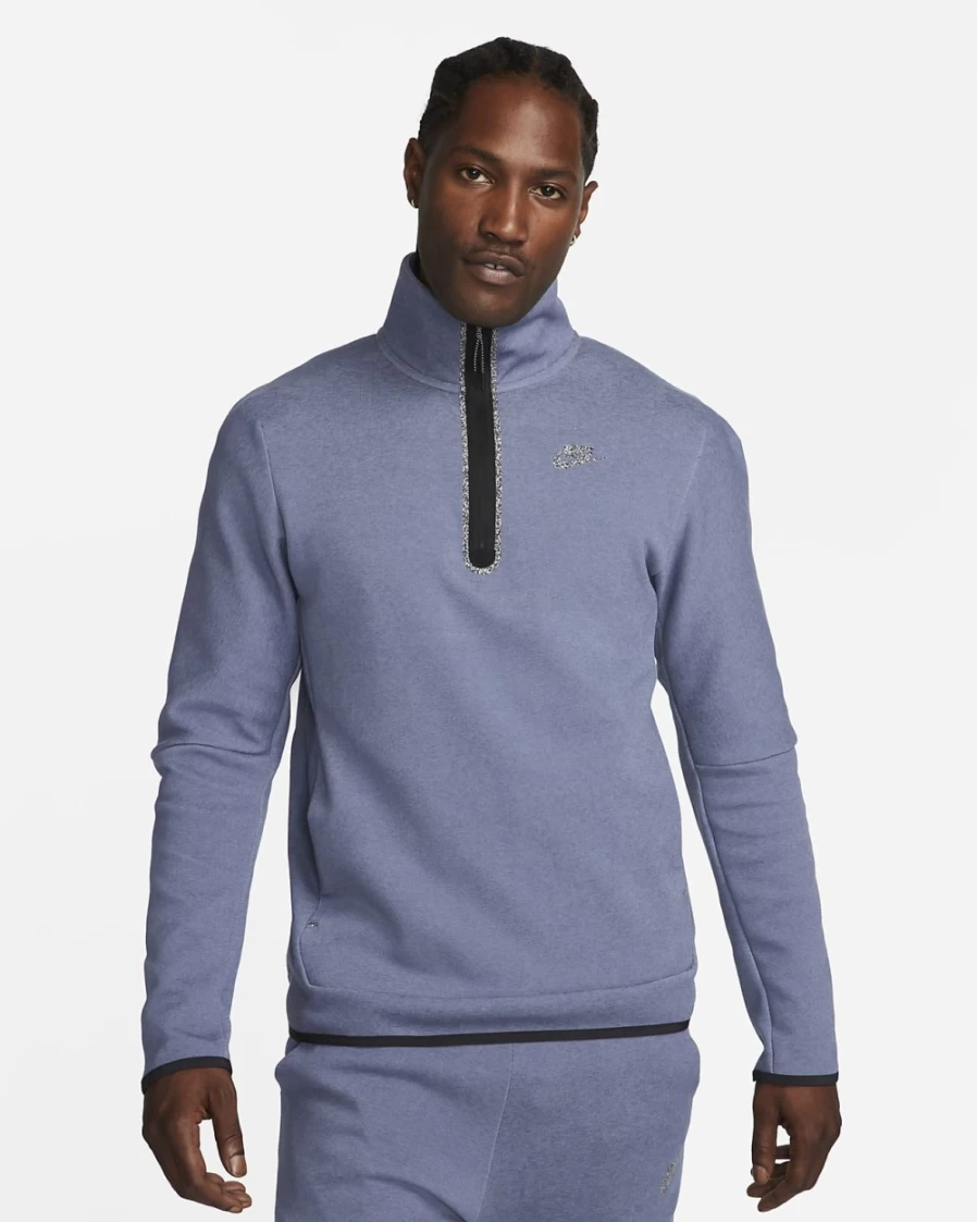 Nike Men's Tech Fleece 1/2-Zip Pullover Hoodie - Diffused Blue/Heather - Sportswear Jacket
