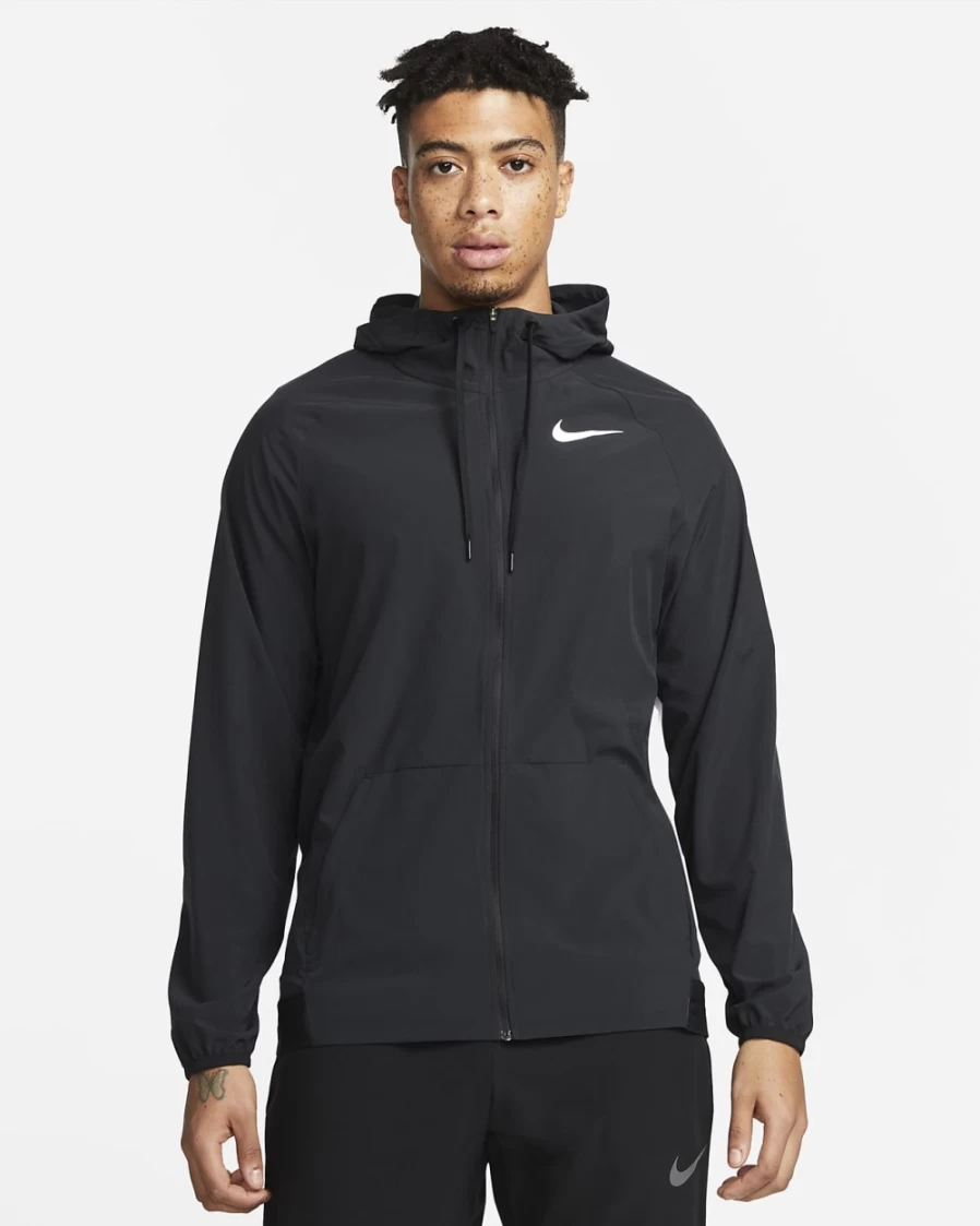 Nike Men's Pro Dri-FIT Flex Vent Max Full-Zip Hooded Training Jacket - Black/White