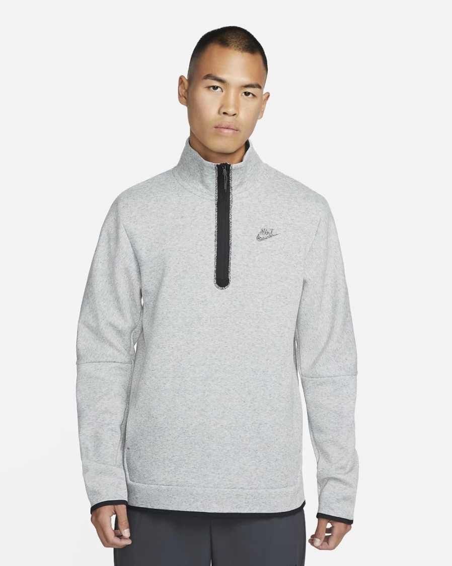 Nike Men's Tech Fleece 1/2-Zip Pullover Hoodie - Dark Grey Heather