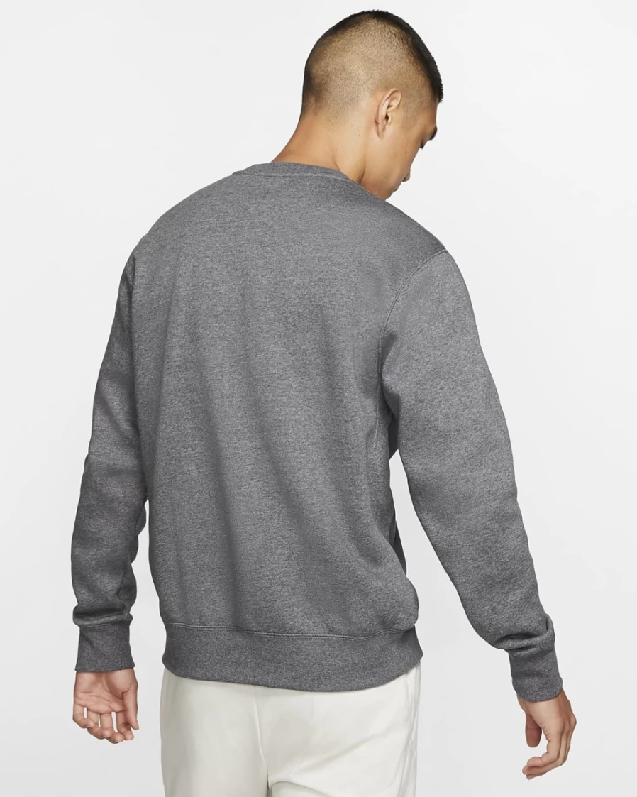 Nike Men's Club Fleece Crew Sweatshirt - Charcoal Heather/White