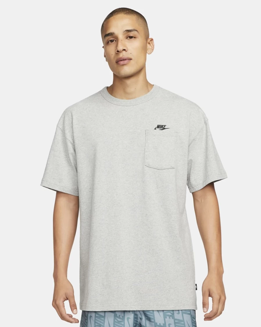 Nike Men's Dark Grey Heather Premium Essentials Pocket T-Shirt | Sportswear Casual Tee